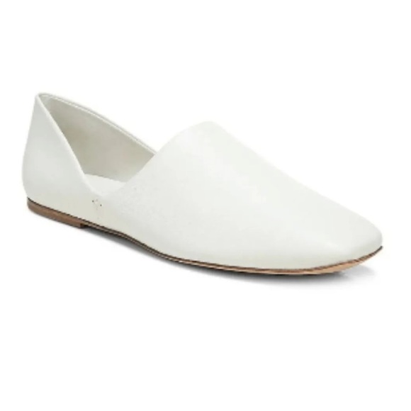 $250 Vince Chandler Leather Square Toe Flat 7 1/2 Off White 7.5 Soft Loafers NIB
